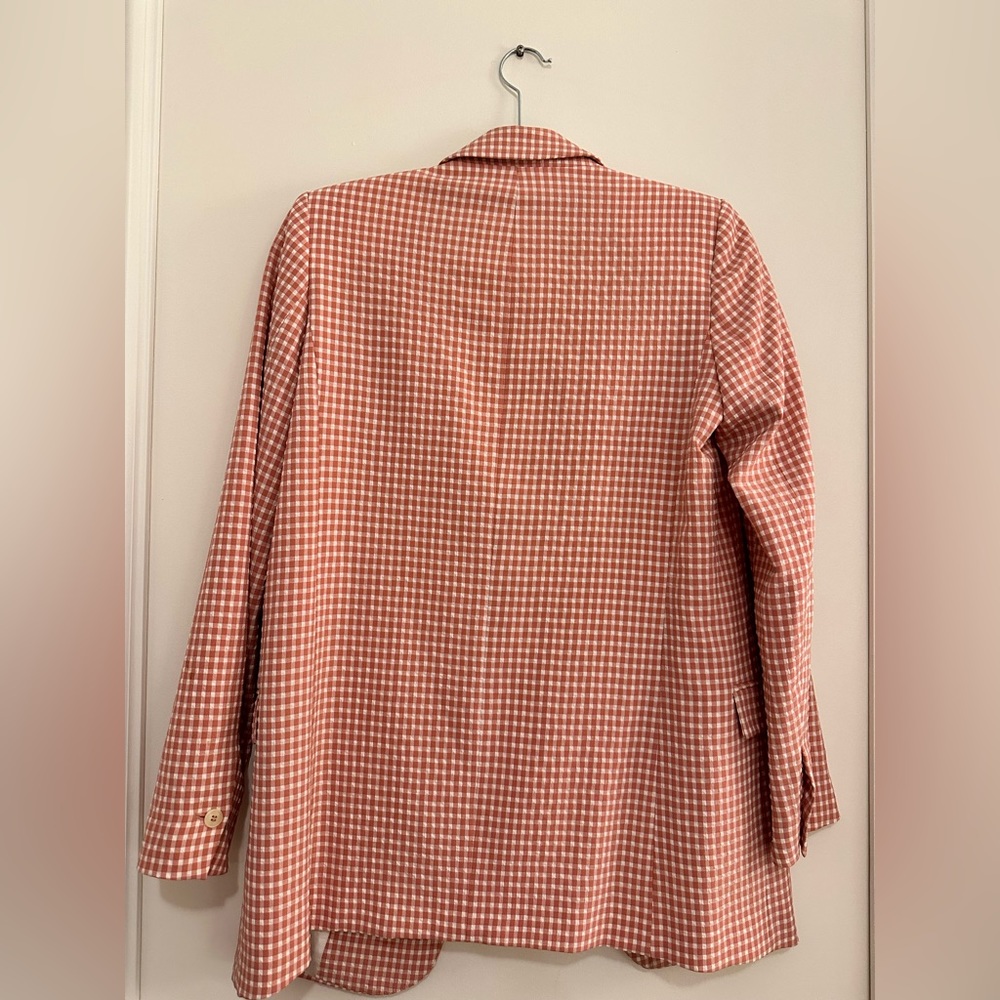 Zara Blazer. Size Small. Checkered Pattern. Salmo… - image 2